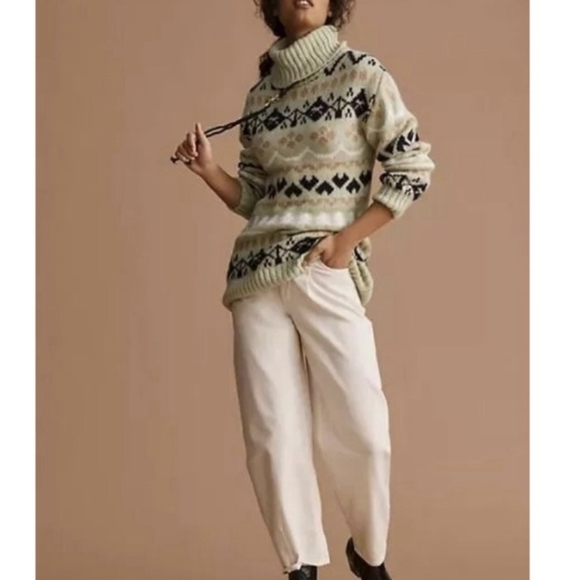 Anthropologie Nordic Fair Isle Turtleneck Sweater Sz.XS - Picture 3 of 8